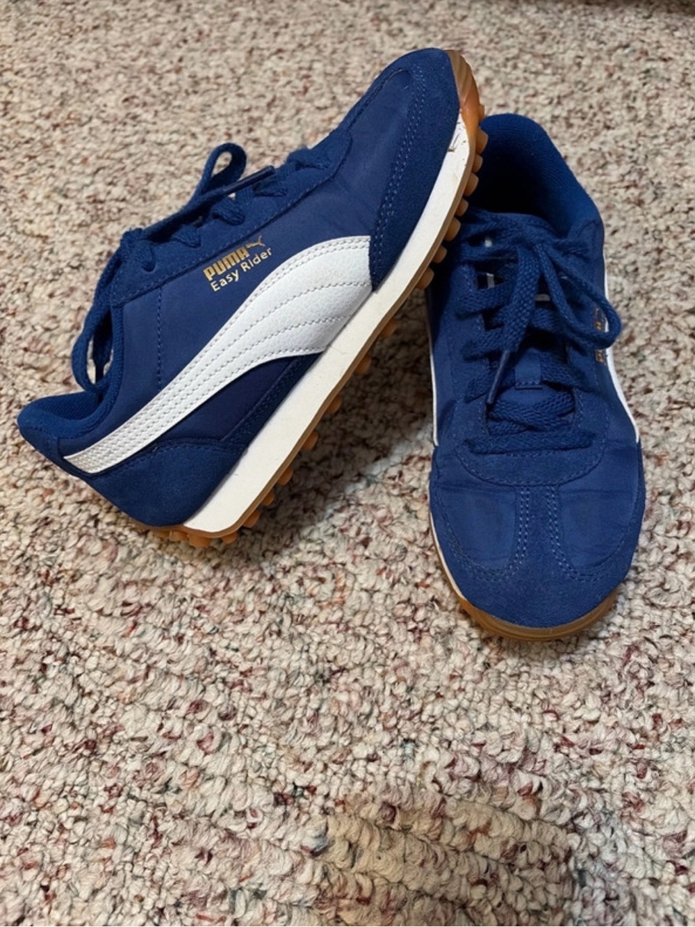 Little Kids Puma Easy Rider Blue, White & Gum Sneakers
